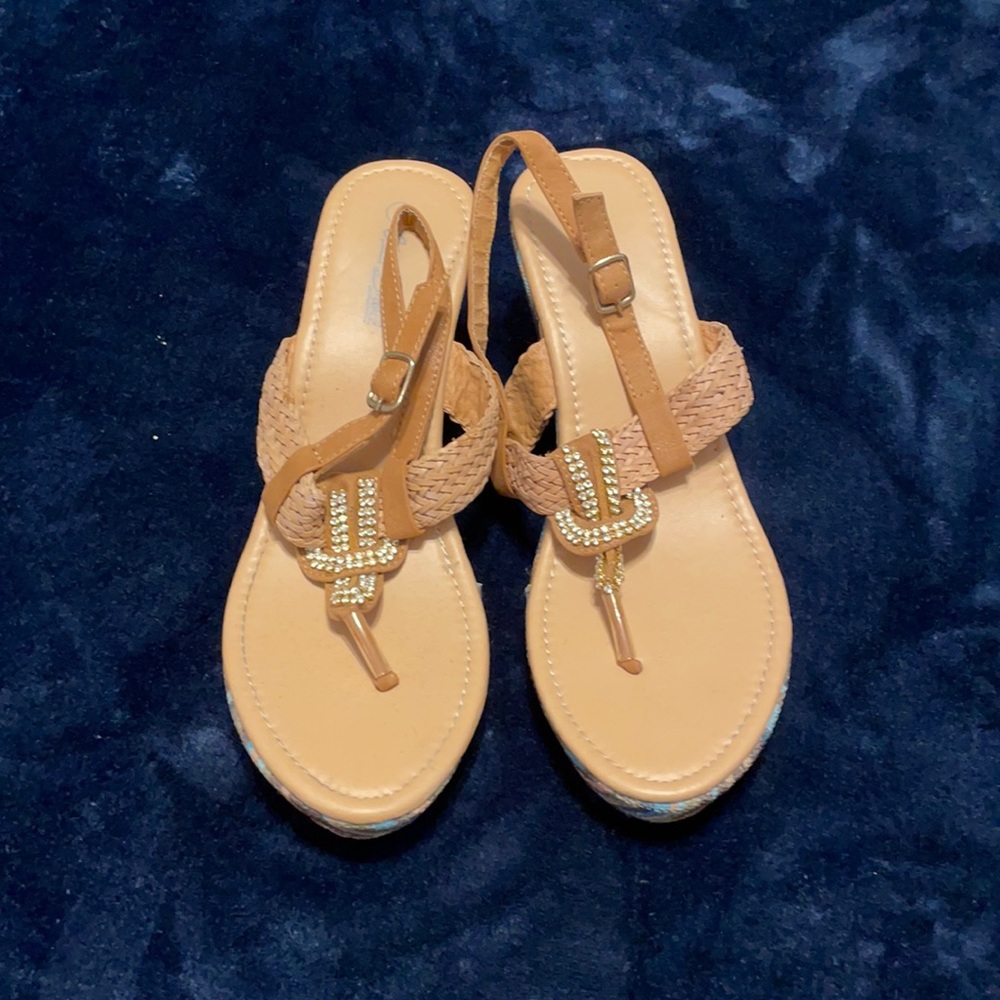 beige brown wedge sandals